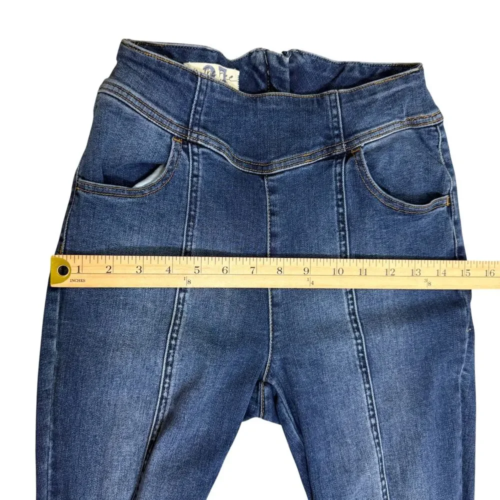 Free People CRVY Mercury Zip Jeans Harper‎ Blue Size 27 Moto Y2K StreetwearDenim